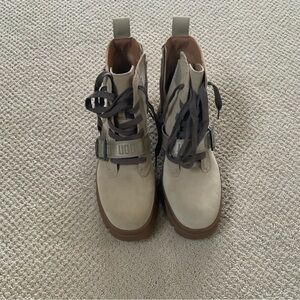 UGG Cream and Brown Lace-Up Boots